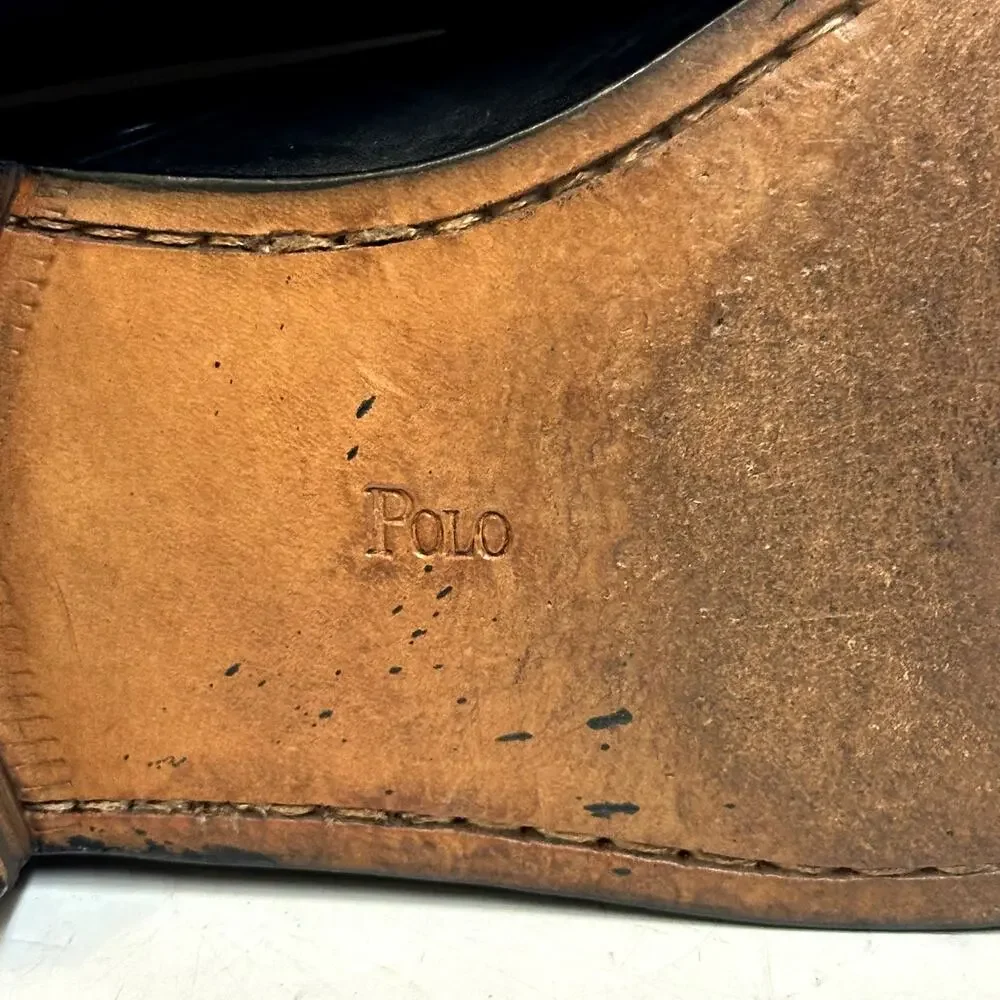 NEW HEELS Polo Ralph Lauren Penny Loafer Black Calf Weltline Made in Italy 9.5 D